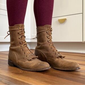 Vintage 90s Justin Lace-Up Roper Kiltie Granny Boots